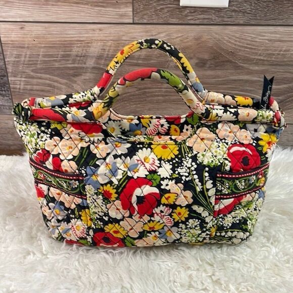 VERA BRADLEY Poppy Fields Retired Design Quilted Floral Handbag Satchel Tote Pur - Picture 3 of 15